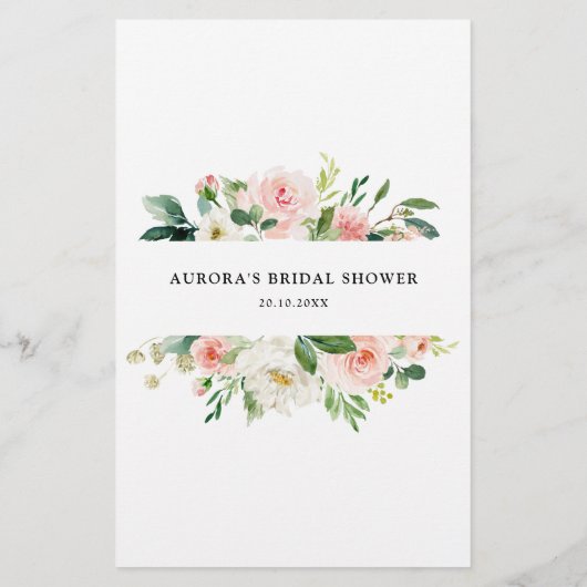 パステル赤面フローラ植物学ブライダルシャワーゲーム (裏面)