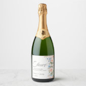 パステル赤面ホワイトブルーフローラ応援結婚ズ スパークリングワインラベル (正面)