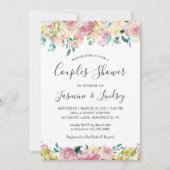パステル赤面春フローラ結婚ズカップルシャワー 招待状 (正面)
