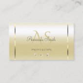 パステル金ゴールドクリームエフェクトスパークルダイヤモンドイニシャル 名刺 (正面)