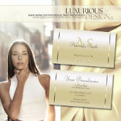 パステル金ゴールドクリームエフェクトスパークルダイヤモンドイニシャル 名刺