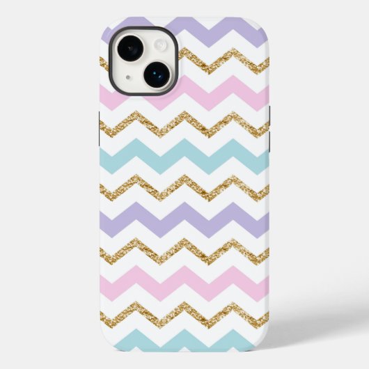パステル金ゴールドグリッタージグザグパターン Case-Mate iPhoneケース (裏面)