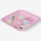 パステル金ゴールドグリッターフラワー紙プレート ペーパープレート (傾斜あり)