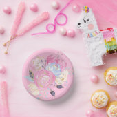 パステル金ゴールドグリッターフラワー ペーパーボウル (パーティー)