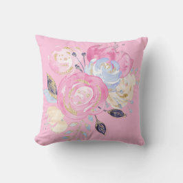 パステル金ゴールドグリッター花 クッション