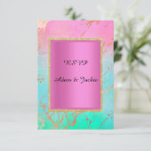 パステル金ゴールドピンク大理石エレガントCLASY出欠 招待状 (スタンド正面)