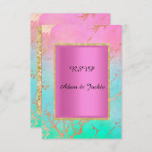 パステル金ゴールドピンク大理石エレガントCLASY出欠 招待状 (正面/裏面)