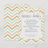 パステル金ゴールド&グリーンジグザグニュートラルベビーブックス エンクロージャーカード (正面/裏面)