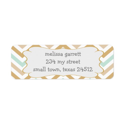 パステル金ゴールド&グリーンジグザグニュートラルベビー ラベル (正面)