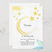 パステル銀河系アストロアドベンチャー誕生日 招待状 (正面/裏面)