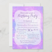 パステル銀河系宇宙誕生日 招待状 (正面)