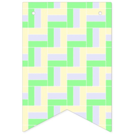 パステル長方形パターン白い破線 バンティングフラッグ (第1の旗)