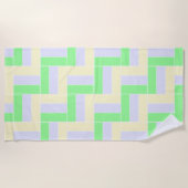 パステル長方形パターン白い破線 ビーチタオル (正面)