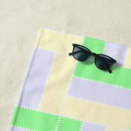 パステル長方形パターン白い破線 ビーチタオル