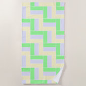 パステル長方形パターン白い破線 ビーチタオル (正面)