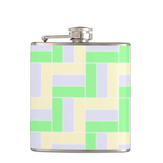 パステル長方形パターン白い破線 フラスク (正面)