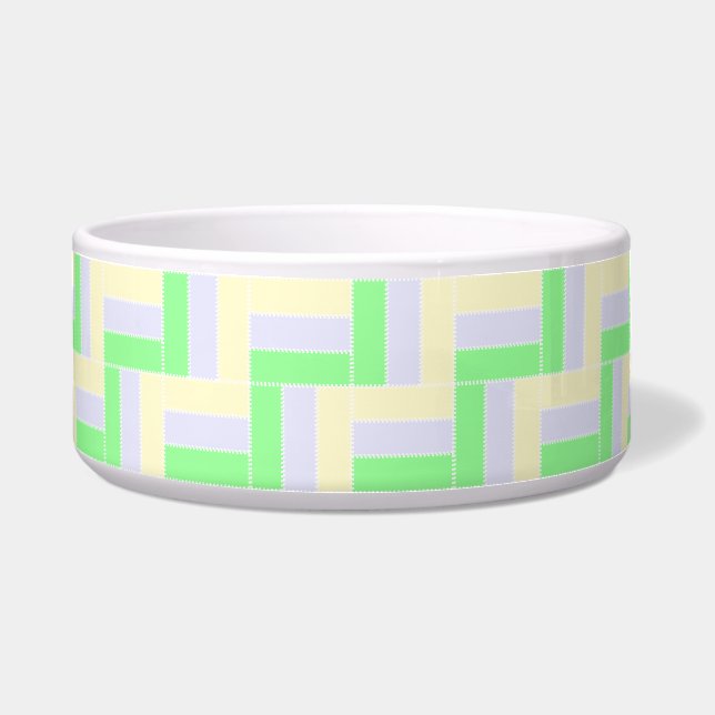 パステル長方形パターン白い破線 ボウル (正面)