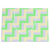 パステル長方形パターン白い破線 ラージペーパーバッグ (正面)