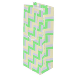 パステル長方形パターン白い破線 ワインギフトバッグ