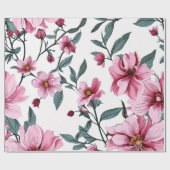パステル開花ウォーターカラー ラッピングペーパー (フラット)
