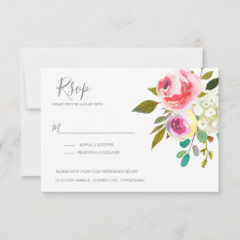 パステル開花ファンタジー結婚フローラ 出欠カード