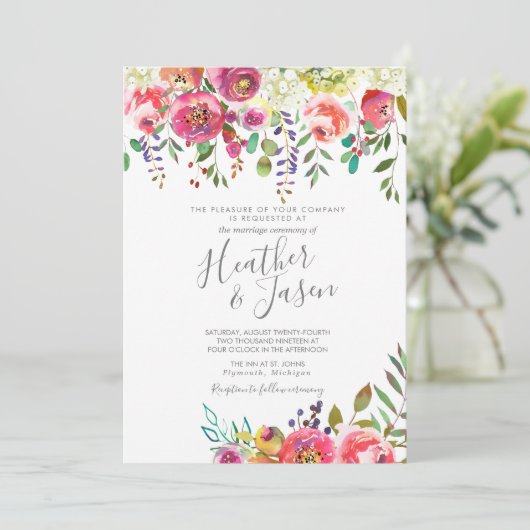 パステル開花ファンタジー結婚フローラ 招待状 (スタンド正面)