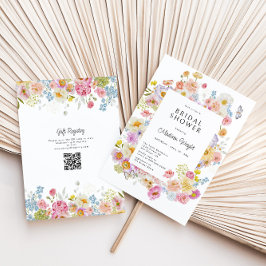 パステル開花フローラブライダルシャワー 招待状