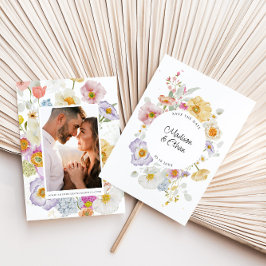 パステル開花フローラ結婚リース セーブザデート