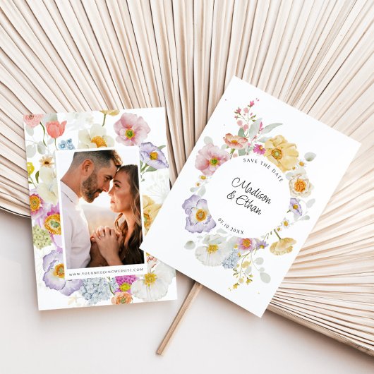 パステル開花フローラ結婚リース セーブザデート