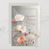 パステル開花フローラ結婚式招待状 招待状 (正面/裏面)