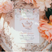 パステル開花ブライダルブルンチティーパーティー 招待状
