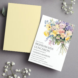 パステル開花ブーケブリデスメイドランチョンズ結婚ズ 招待状