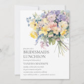 パステル開花ブーケブリデスメイドランチョンズ結婚ズ 招待状 (正面)