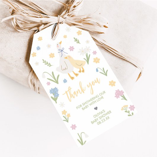 パステル間抜けグースベイビーシャワーメッセージカード ギフトタグ