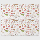 パステル雪だるまハート描クリスマス ラッピングペーパー (フラット)