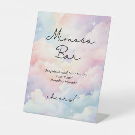 パステル雲空ミモザバー ブライダルシャワー 台座サイン