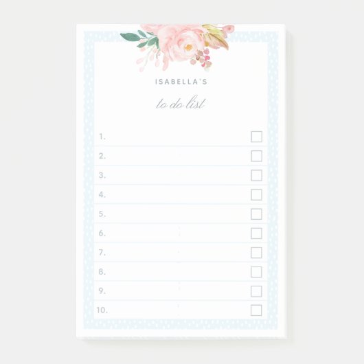 パステル青の水彩緑の緑の緑のチェックボックスを実行 ポストイット (正面)