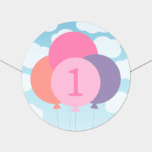 パステル風船 空 雲 女の子 誕生日