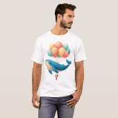 パステル飛んでいるバルーンアート付きクジラ Tシャツ (正面フル)