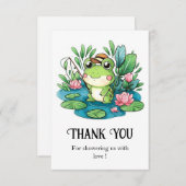 パステル魅力的カエル赤ちゃんシャワー サンキューカード (正面/裏面)