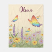 パステル魅力的バタフライメドウ フリースブランケット (正面)