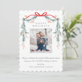 パステル魅力的ライトブルークリスマスガーランド写真 シーズンカード (スタンド正面)