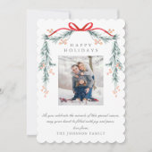 パステル魅力的ライトブルークリスマスガーランド写真 シーズンカード (正面)