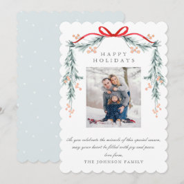 パステル魅力的ライトブルークリスマスガーランド写真 シーズンカード