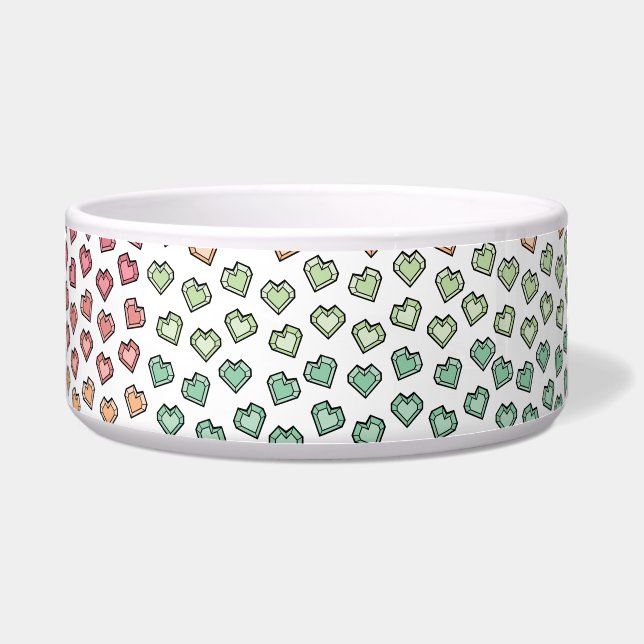 パステル魅力的レインボージェムストーンハートパターン ボウル (正面)