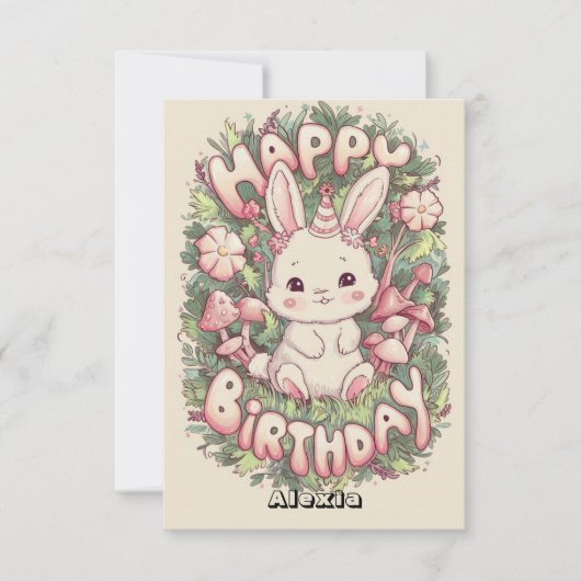 パステル魔法バニーデジタル誕生日 カード (正面)
