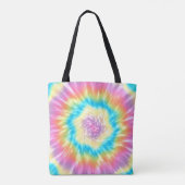 パステル鮮やかカラーのGroovy Tie-Dye Spiral トートバッグ (裏面)