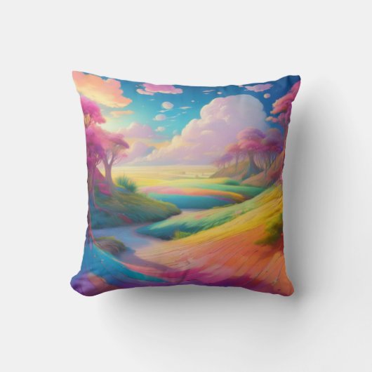 パステル鮮やかカラーズの夢の風景 クッション (正面)