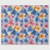 パステル鮮やかカラー数々のフローラシームレスパターン ラッピングペーパー (フラット)