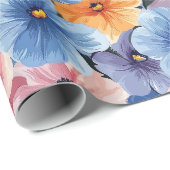 パステル鮮やかカラー数々のフローラシームレスパターン ラッピングペーパー (ロールコーナー)